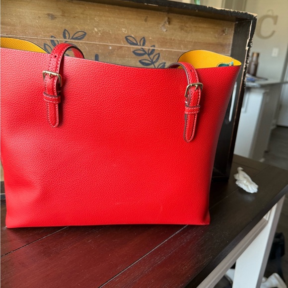 Coach Red Leather Tote Bag - Picture 2 of 12
